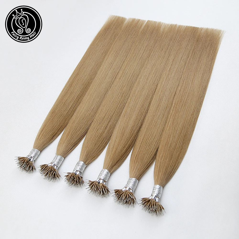 Nano Hair Extensions Keratin Micro Beads Real Remy Hair On Capsule Dark Ash Blonde#18 0.8g/s 40g 16-22 Inch Fairy Remy Hair