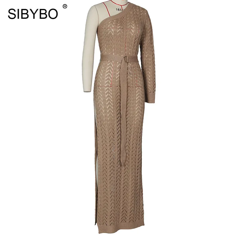 Sibybo трикотажное летнее платье с разрезом от бедра, женское свободное сексуальное длинное пляжное Повседневное платье макси, вечерние платья