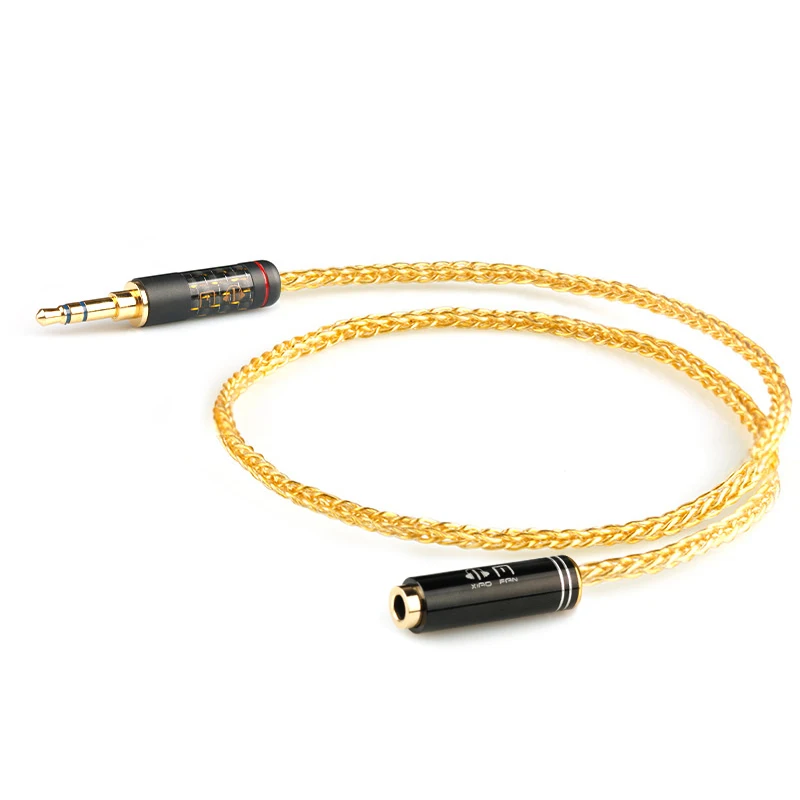 

Xiao Fan Handmade Platinum Gold Headphone Extension Cord 3.5 mm Male to Female Computer Headset Mobile Phone Adapter Audio Cable