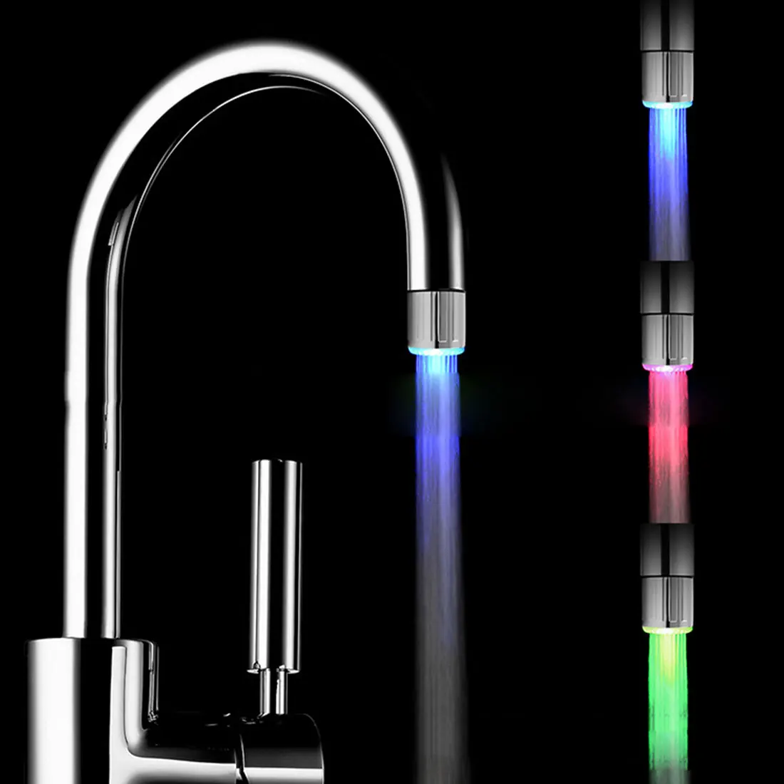 Светодиодный светильник, водопроводный кран, головка термометра, 3 цвета, меняющие RGB свечение, кран для ванной, насадка, аэраторы