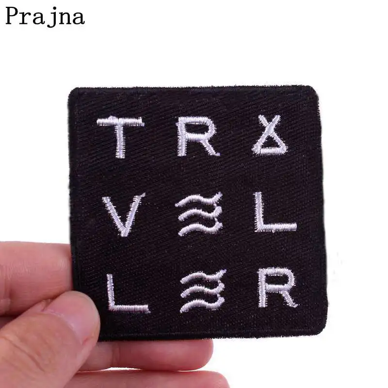 

Prajna Wanderlust Explore Patch Iron On Embroidery Patches For Clothing Applique Travel Wanderer Stickers Badge Jacket Decor DIY