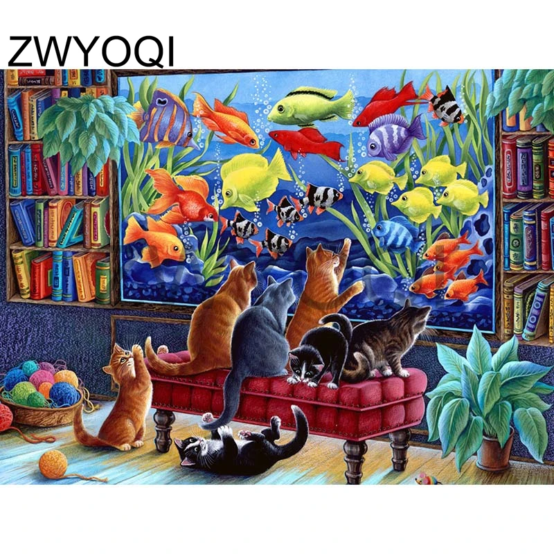 5D-DIY-Full-Diamond-Painting-Home-Decoration-Cat-Watching-Fishes-Rhinestone-Embroidery-Cross-Stitch-Kits-Wall