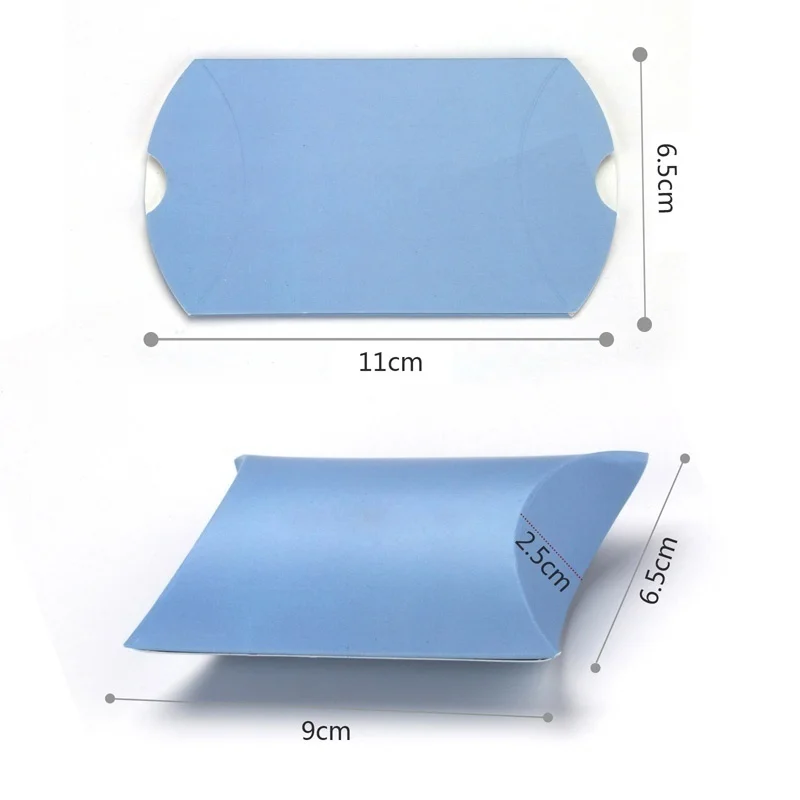 12 шт. Подушка Форма конфеты картон свадебное оформление коробки сладости подарок держатель - Цвет: Light blue