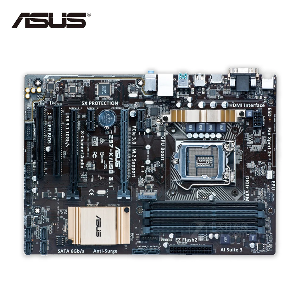 

Original New Asus Z97-K-USB3.1 Desktop Motherboard Z97 Socket LGA 1150 i7 i5 i3 DDR3 32G SATA3 USB3.0 ATX