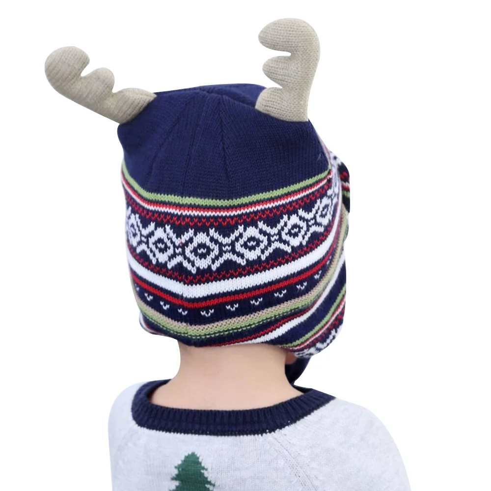Elk Christmas Baby Hat Cartoon Winter Baby Beanie Knit Warm Boy Hat Fleece Lined Cute Toddler Girls Beanie Baby Boys Clothing (12)