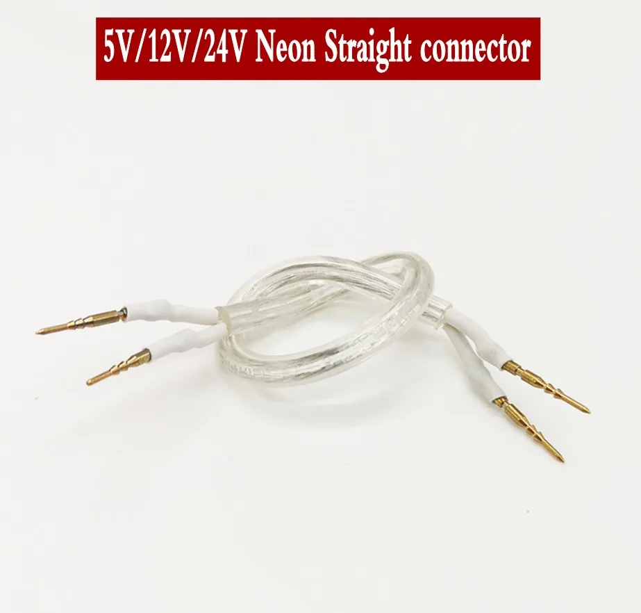 

Neon Connector 2Pins with cable for DC12V DC24V DC5V AC220V AC110V Single color Led Neon Rope Middle Connection White , 100pcs