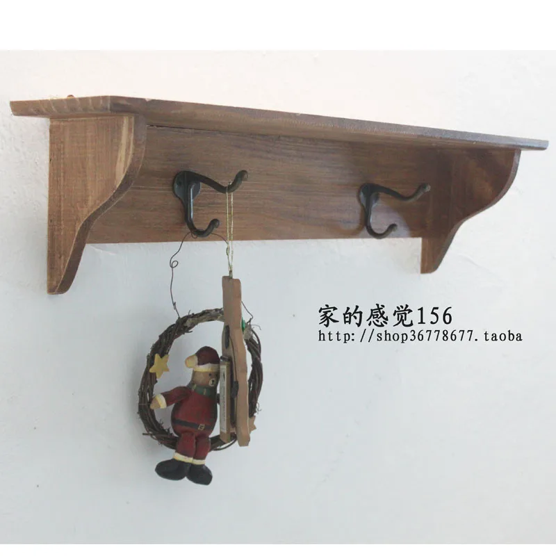 Fashion Zakka Style  Wall Hook Wooden Metal Coat R...