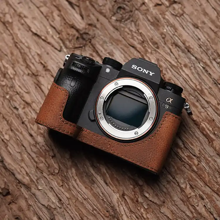 Hecho a mano Estuche De Cámara De Cuero Genuino Real Medio Bolso Cubierta Para Sony RX1R RX1