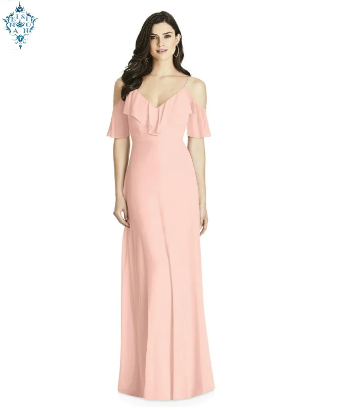 

Ameision Simple Evening Dress A-Line Floor-Length Short Sleeve Spaghetti Strap Summer Dresses Party Gowns Robe De Soiree