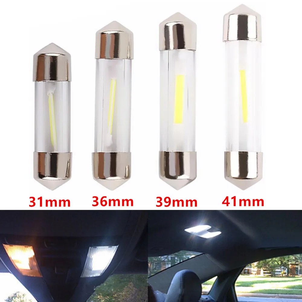 20pcs C5w Cob Led Car Interior Bulbs 31mm 36mm 39mm 41mm Glass Lens