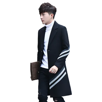 

Hot Selling New Men's Stripes Long Coats & Jackets Fashion Business Casual Men Trench Slim Comfortable Clothing Size S M L-3XL