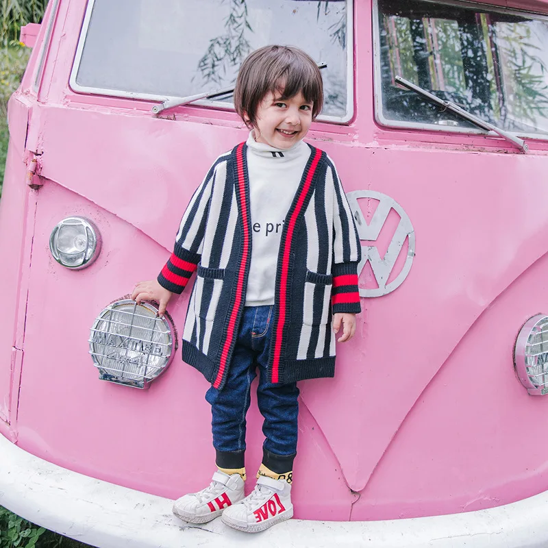 

Striped parent-child sweater 2018 spring and autumn new knit cardigan jacket casual jacket mother and child wear tide suit