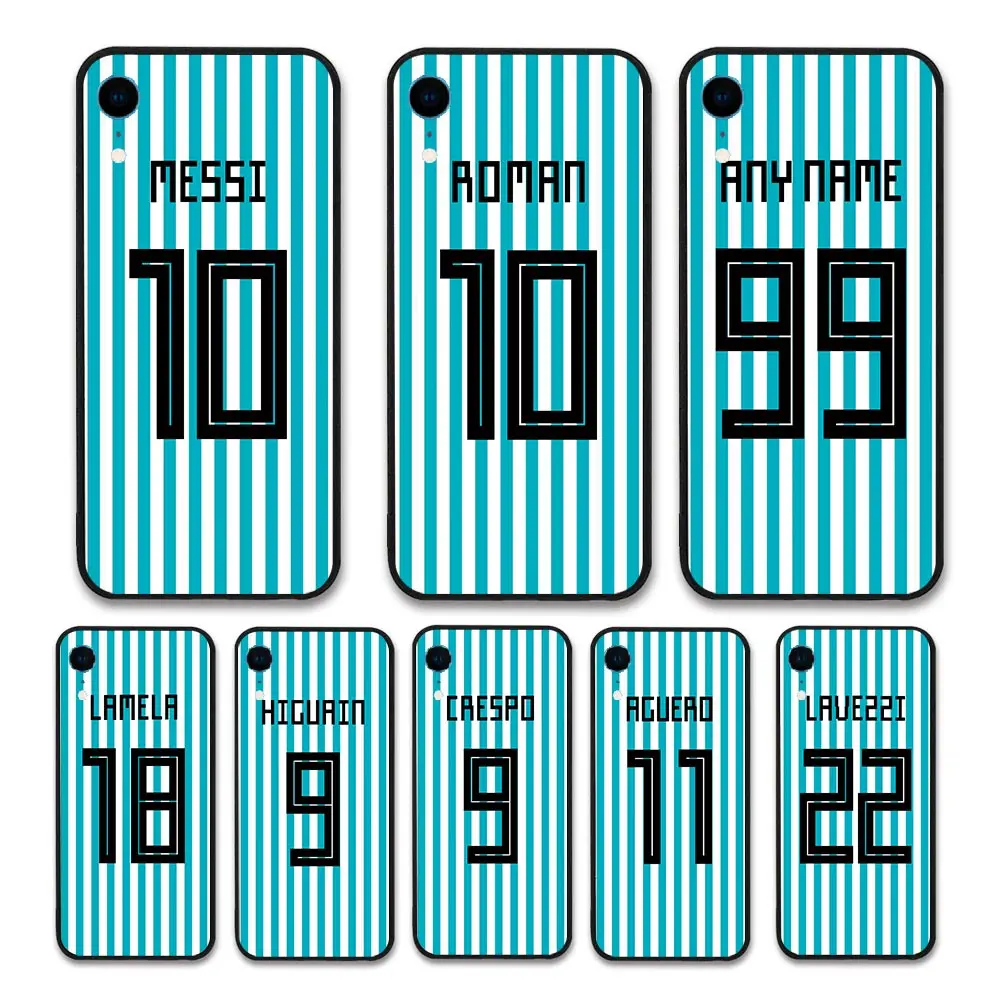 

European Football Argentina National Team Jersey style Messi Roman Custom Names and Numbers case for iPhone XR Phones cases