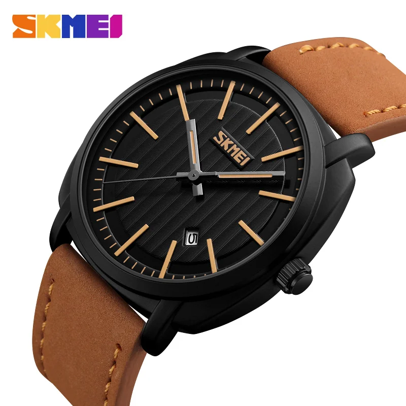 

SKMEI Luxury Brand Men's Watches are Fashionable Wristwatch Quartz Watch Men Waterproof Leather Strap Montre Homme Male Clock