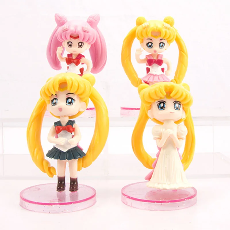 

7CM Bybrana Sailor Moon Q Version Of The Month Hare Water Ice Month Hand Office Toy Model Car Decoration Cake Decoration 4pcs