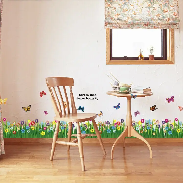 

Warm Romantic Small Size Green Grassland Skirting Line DIY Removable Wall Stickers Wall Decal Home Decor Wallpaper AM5005