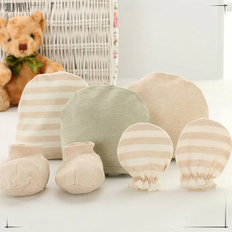 0 6 months new born baby hat sock and glove 5 piece set 100 cotton