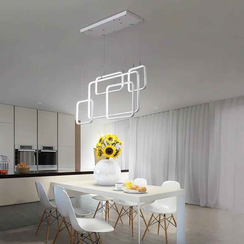 Современные светодиодные подвесные светильники для столовой гостиной акриловые Алюминиевые прямоугольные светодиодные подвесные светильники