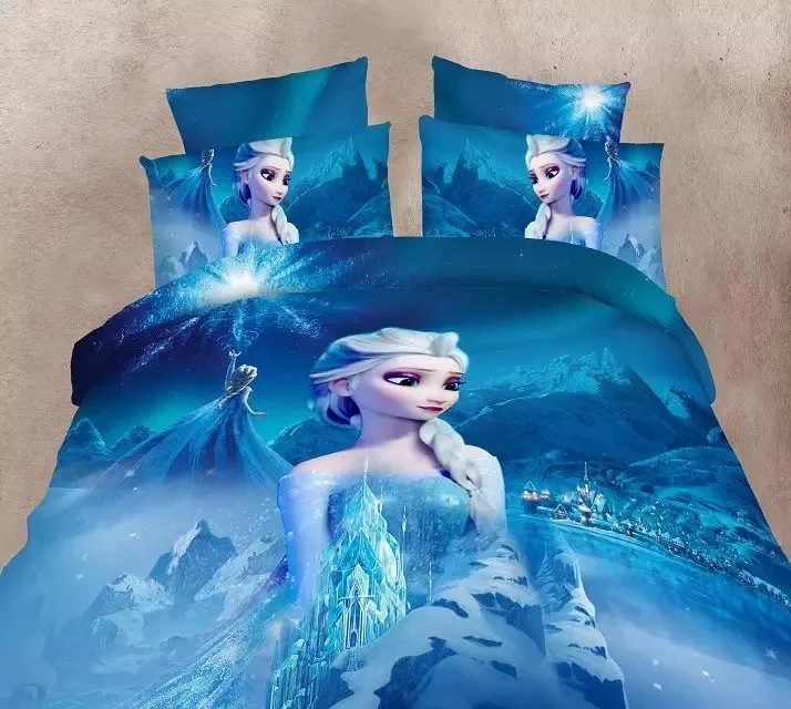 

2/3pcs frozen Alsa Anna print bedding set single twin size girls cartoon duvet cover kids children bedroom decor blue bedcover