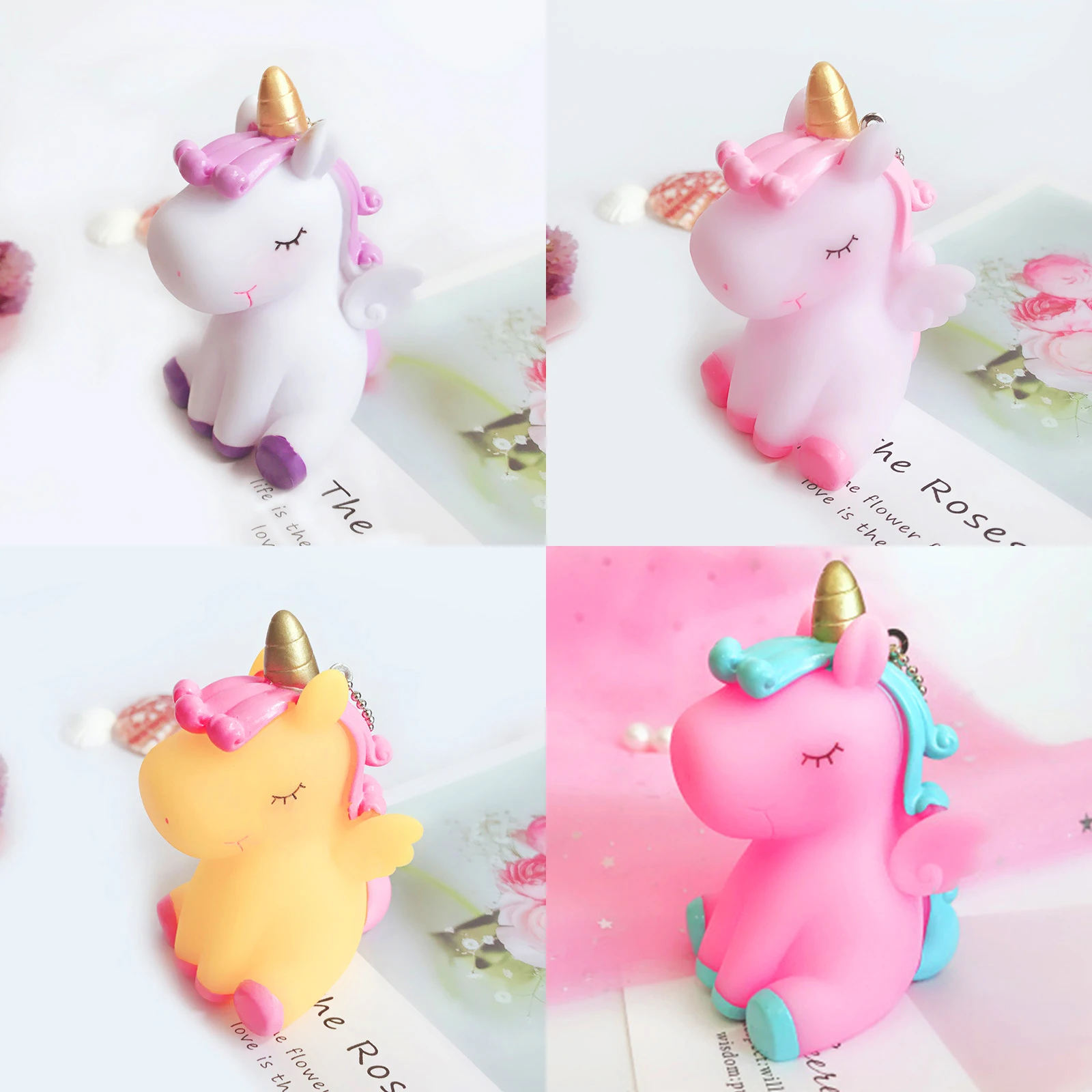 

XIAOJINGLIG Hot Rainbow PVC Animal Unicorn Keychain for Men Women Bag Ornament Phone Key Chain Porte Clef keyring Bag Decoration