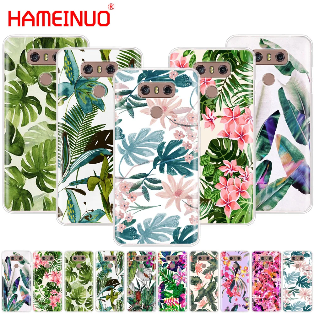 

HAMEINUO Tropical Green Leaves Floral case phone cover for LG G7 Q6 G6 MINI G5 K10 K4 K8 2017 2016 X POWER 2 V20 V30 2018