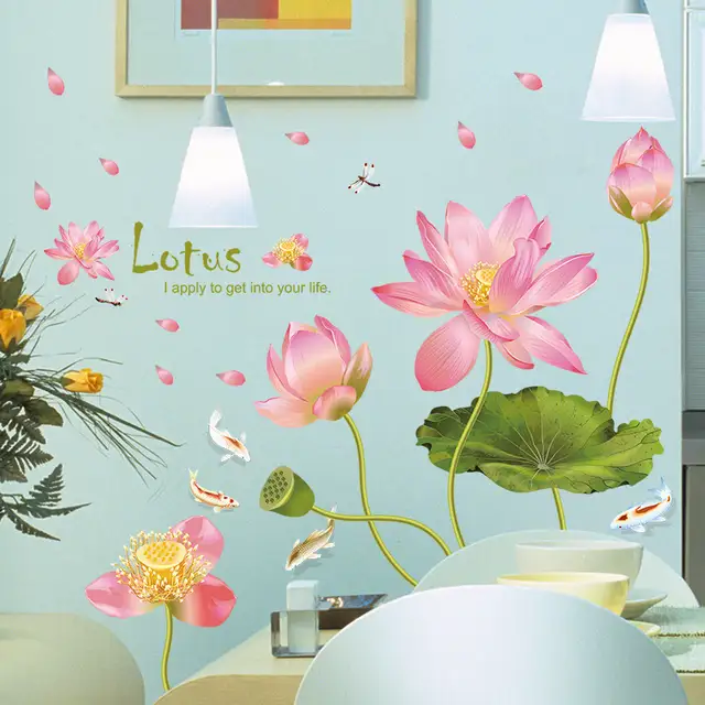 Lotus Flower Wallpaper Design 3 Lotus Flower Bathroom Decoration Wall Stickers DIY Home Decor Poster Living Room Stikers Wallpaper