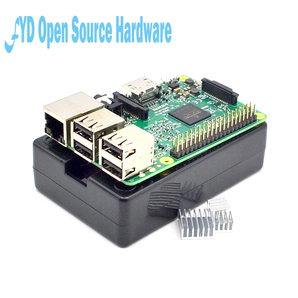

Raspberry Pi 3 Model B Board+black shell Heat sinks 1GB LPDDR2 Quad-Core WiFi&Bluetooth