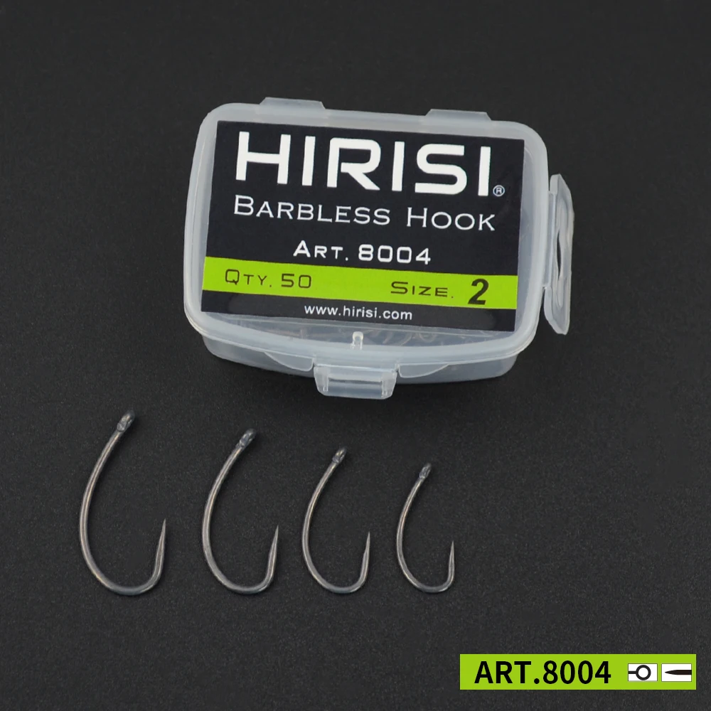 100pcs Carp Fishing Hook Teflon Coating Barbless Non-barb Fishhooks High Carbon Steel 8004