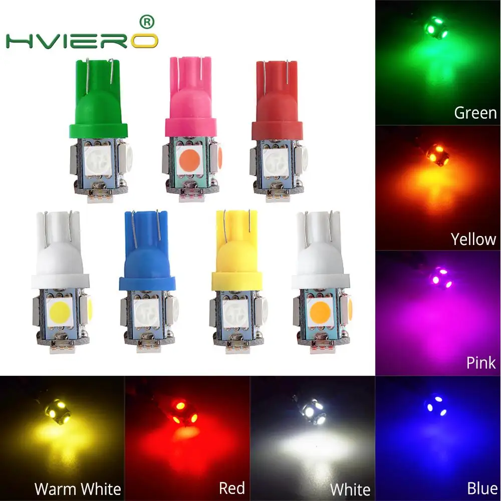 

7X White Red 5SMD 5050 Auto Led Auto Lamp Wedge Bulb 194 168 LED color Side Dashboard License Light Lamp Auto Styling
