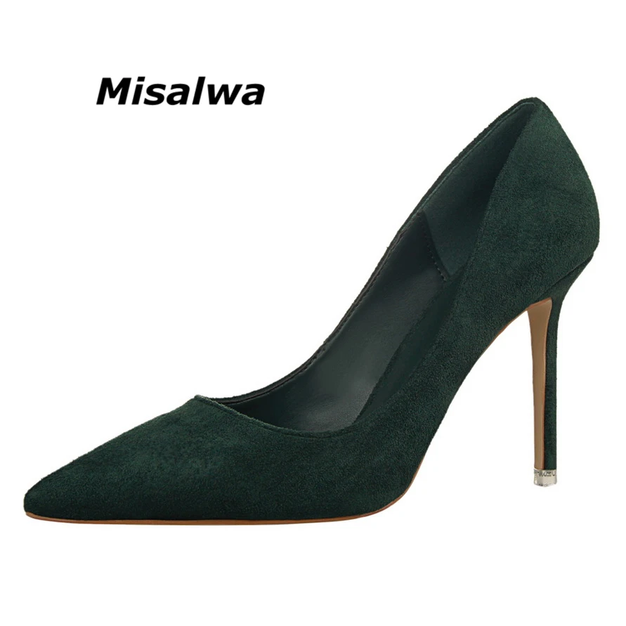 

Misalwa Thin High Heel Shallow Pointed Women's Pumps Korean Fashion Simple Sexy Slim Professional OL Dress Suit Shoes 9 Colors