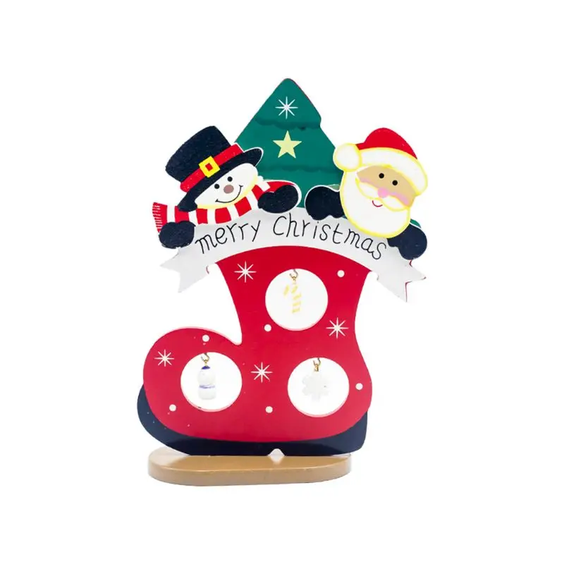 

Christmas Wooden Boots Santa Claus Snowman Tree Merry Xmas Festival Ornament Home Decor Kids Gifts