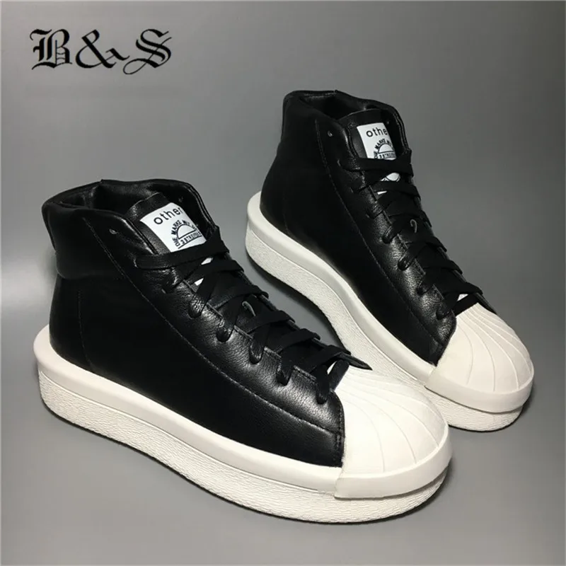 2018BlackStreetEuroHighQualitygenuineLeatherHandmadePlatform