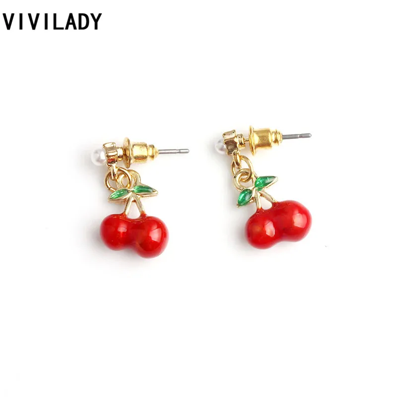 VIVILADY модные серьги-гвоздики из яблока клубники вишни ананаса имитация жемчуга