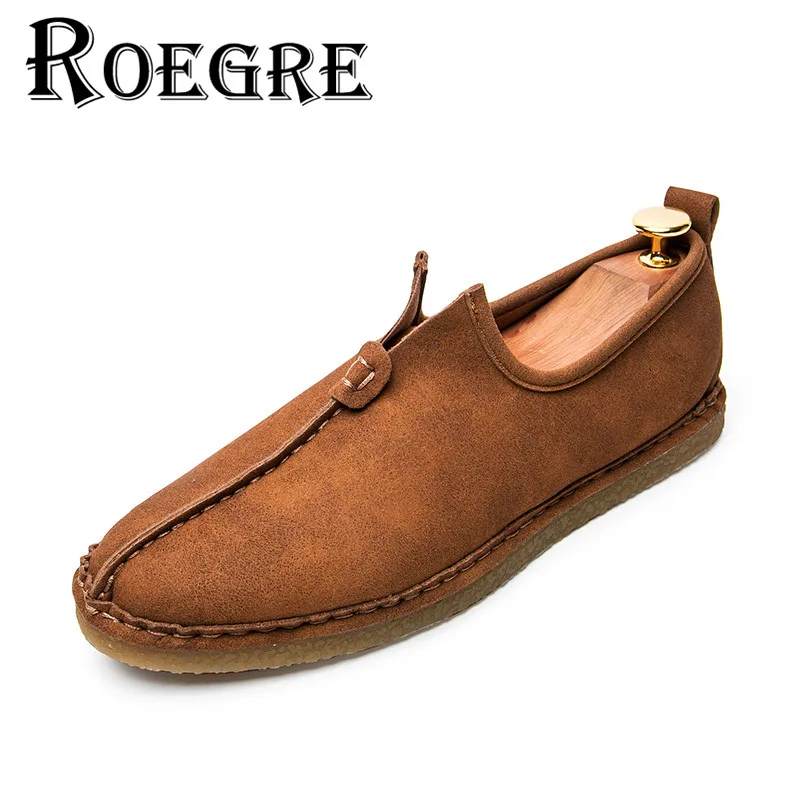 ROEGRE 2017 Handmade Men Loafers Slip On Moccasins Super Soft Comfortable Casual Shoes Flats Black Grey Brown High Quallity crocodile shoes men loafers moccasins men shoes casual flats men flats slip on leather shoes brown blue black