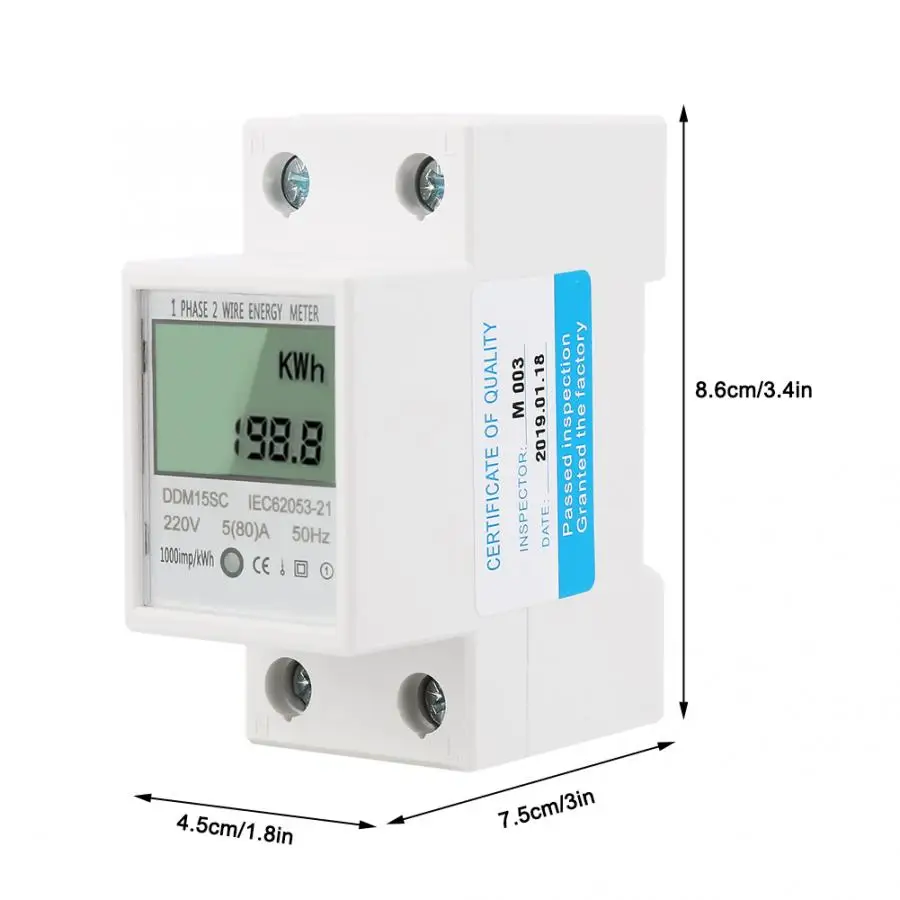 5-80A DDM15SC ЖК-дисплей цифровой Дисплей однофазный din-рейку электронный счетчик энергии кВтч метр 220 V/230 V 50/60Hz