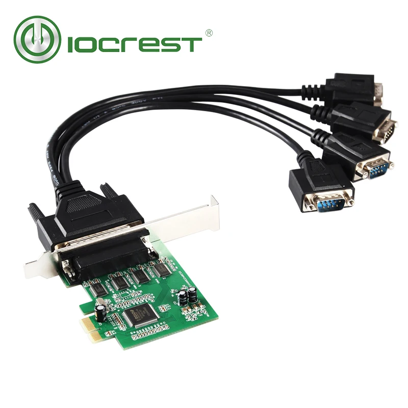

IOCREST MCS9904 Chipset PCI Express 4 serial ports rs232 db9 PCIe controller card with fan out cable