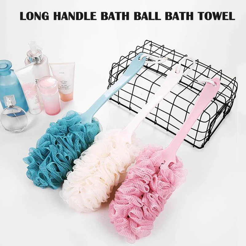 

Thick Mesh Bath Ball Non-slip Long Handle Hanging Bath Shower Scrubber Brush Sponge for Bathroom TT-best