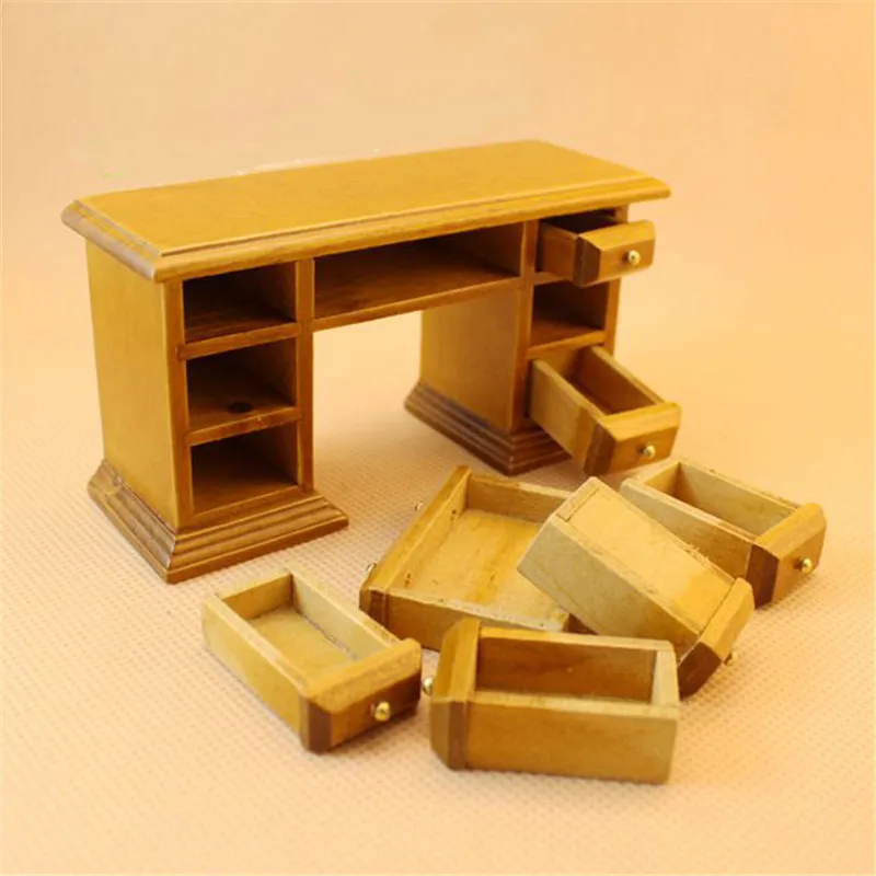 Doub K 1:12 Wooden minature desk & chair for dolls Dollhouse Furniture toy pretend play toys for children girls kids gifts Doub K 1:12 Wooden minature desk & chair for dolls Dollhouse Furniture toy pretend play toys for children girls kids gifts