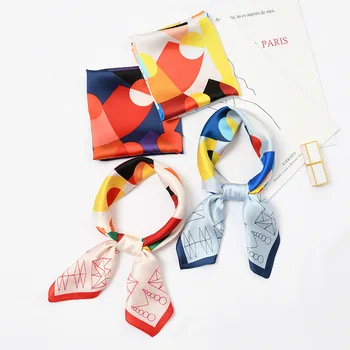 

2019 explosion retro print small scarf silky breathable thin small scarf female slender fashion wild scarf