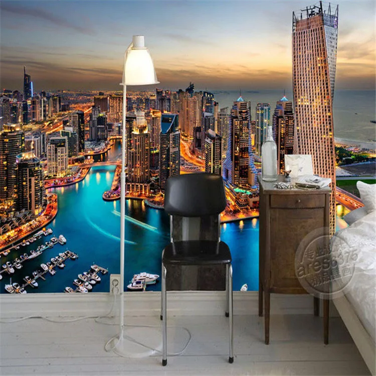 Dubai City Night Wallpaper Custom Large Photo