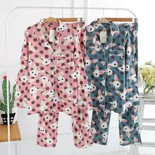 Женские пижамные комплекты для сна, кардиган юката из мультфильма, халат для девочек, Свободный Топ и штаны, ночная рубашка, одежда для сна, домашняя пижама