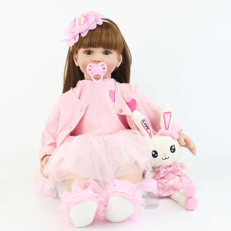 Girl Baby Doll With Long Hair - 60cm