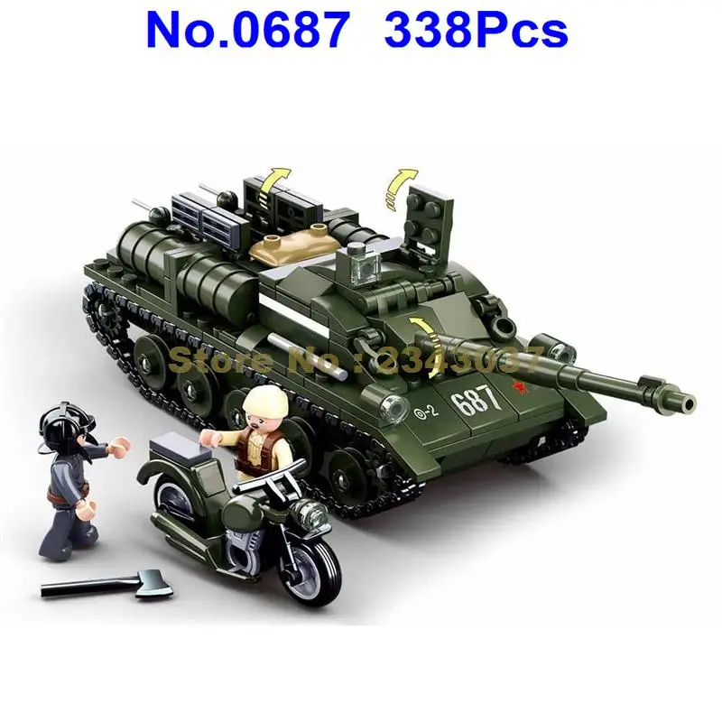 Sluban 338 шт военные ww2 Вторая мировая война su85 Танк строительные блоки