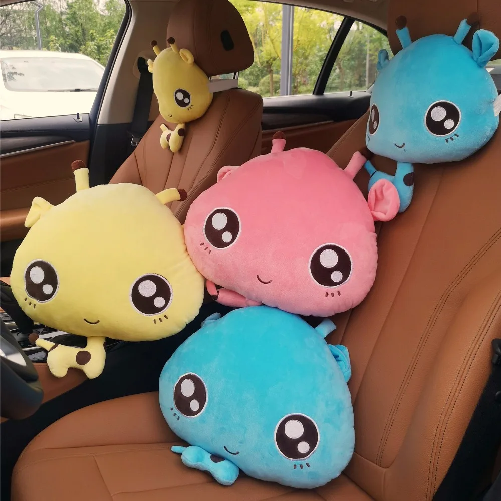 

1pair 28cm cartoon sweet giraffe plush car neck pillow soft vehicle headrest novelty romantic stuffed toy