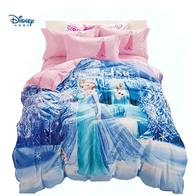 Us 70 99 29 Off Aliexpress Com Disney Princess Bedding Sets Queen Full Twin Single Sizes Blue Elsa Print Duvet Cover Girl Room Decor 3d Bed