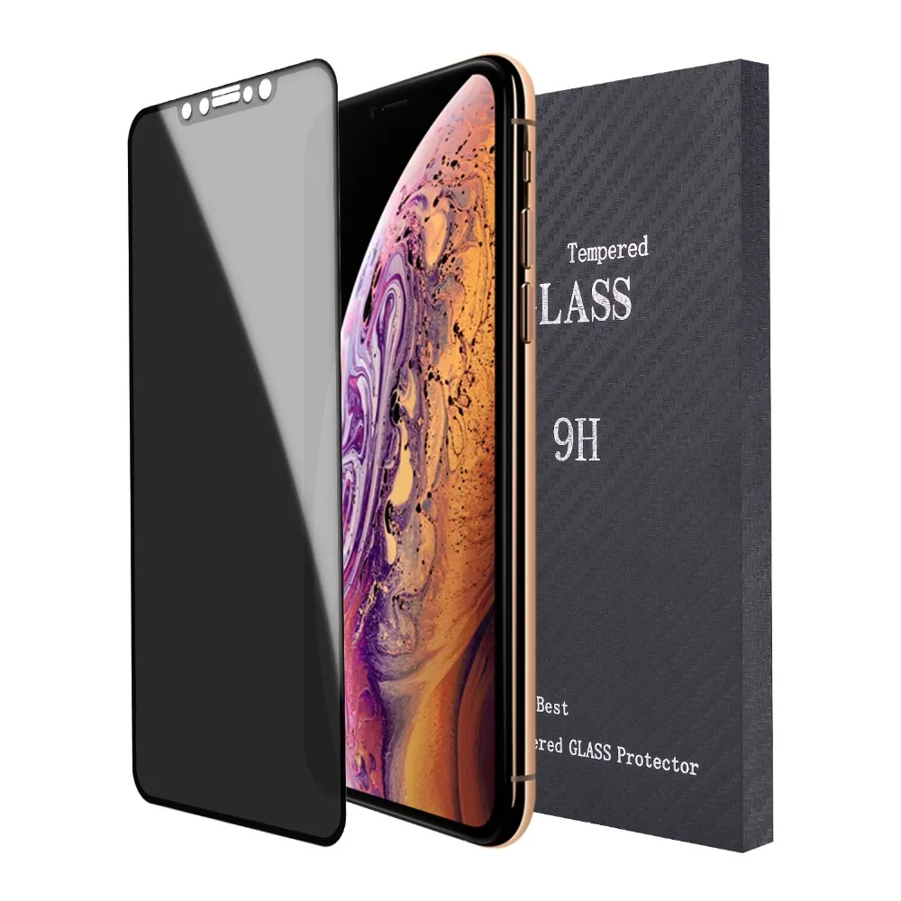 

HYAIZLZ 2pcs for iPhone Xs Max Privacy Screen Protector 9H Hardness Tempered Glass AntiSpy Screen Protector for iPhone X XR XS