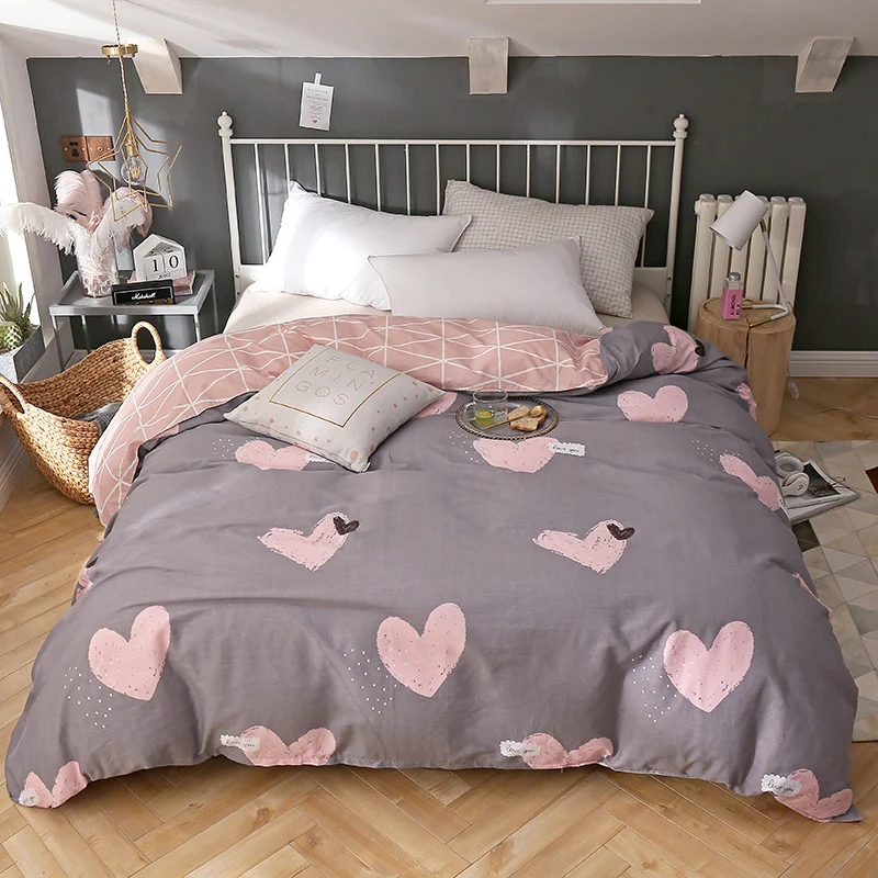 

Princess style Bedding pink love duvet cover cotton quilt cover comfortable home textile twin full queen king size Good quality