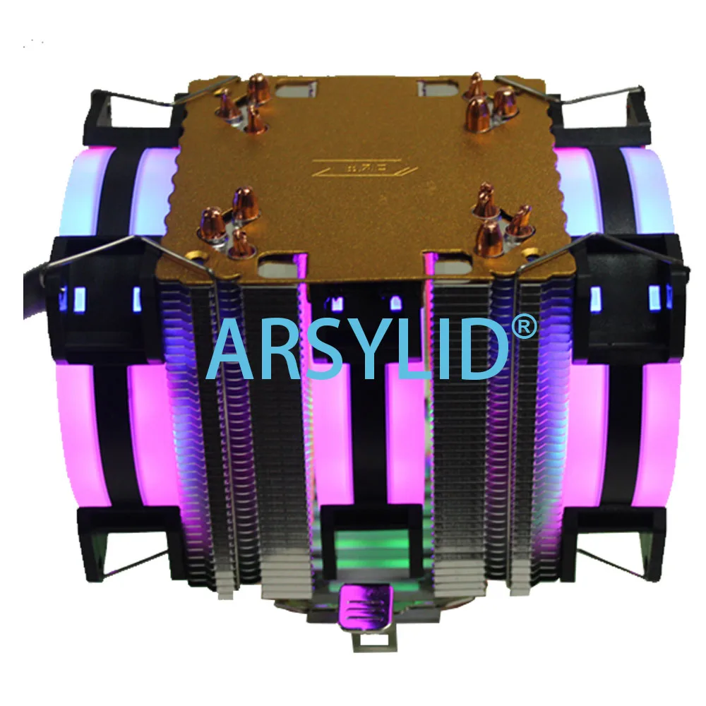 ARSYLID CN-609 6 heatpipe dual-tower cooling RGB 4pin PWM вентилятор кулер для процессора LGA775 115X1366 2011 AM3 AM4 9 см вентилятор Поддержка Intel AMD