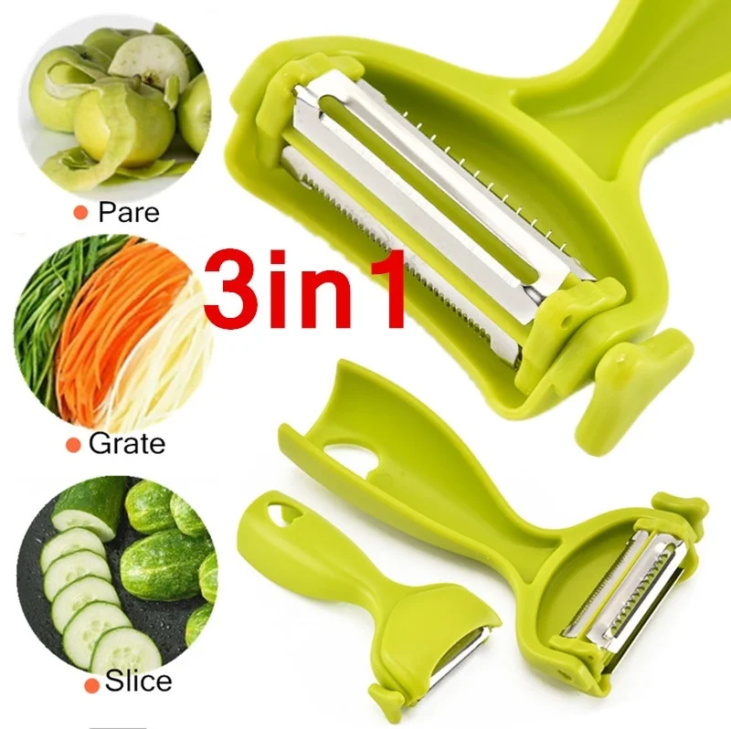 

3 In 1 Peeler Home Kitchen Rotary Fruit Vegetable Carrot Potato Peeler Cutter Slicer Amazing Healthy Carrots Potatoes Peelers