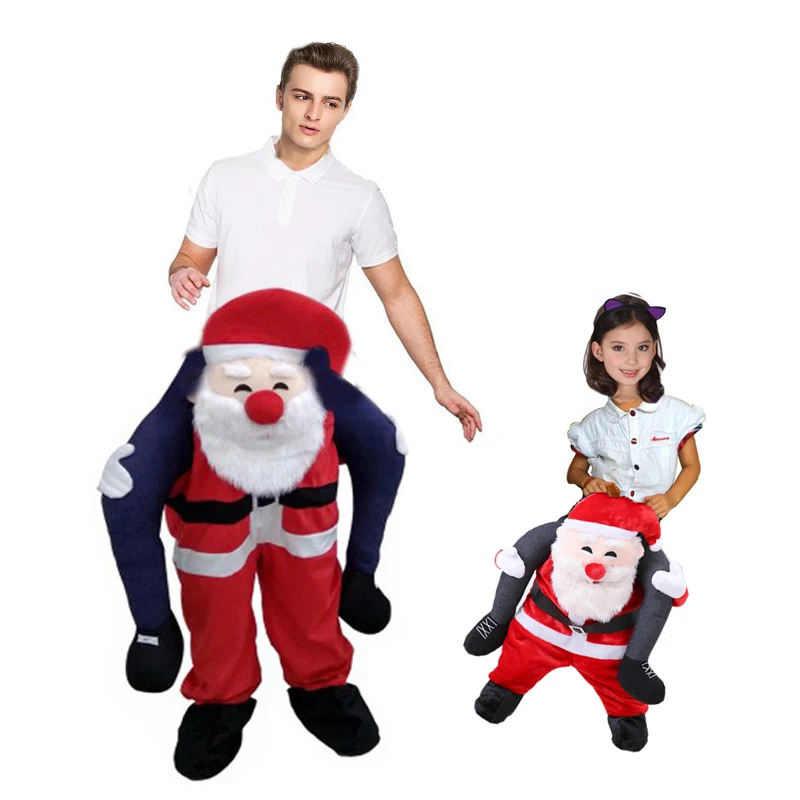 2018 Adult Kids Novelty Santa Claus Costume Christmas Carry Back Funny